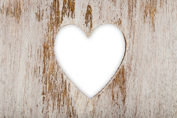 white heart cut out wood