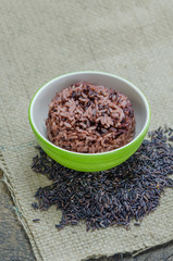 Cooked rice of Riceberry