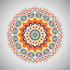Ornamental round geometric pattern in aztec style