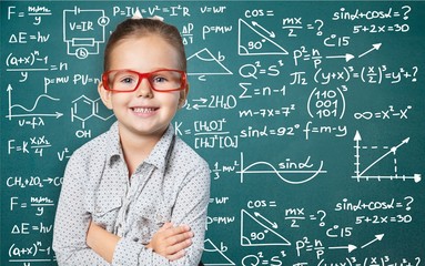 Studying kid, pupil, glasses.