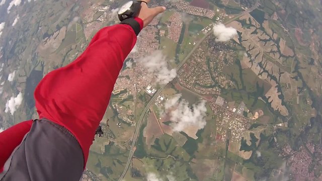 Skydiver exit from the plane POV