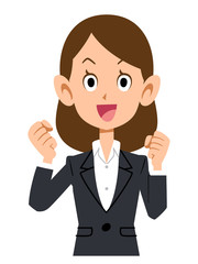 張り切るスーツの女性