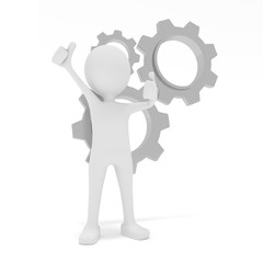 3D Männchen mit Zahnräder