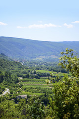 Fototapeta na wymiar aerial view, landscape in South Europe under the blue sky
