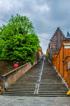 view over montagne de beuren stairway in belgian city Liege.