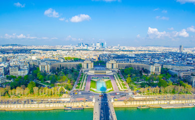 aerial view of paris from top of the eiffel tower