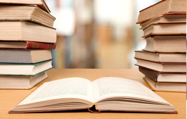 Book, glasses, background.
