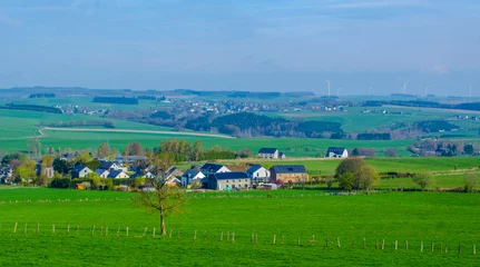 Garden poster Green view of typical belgian countryside in ardennes region near bastogne.