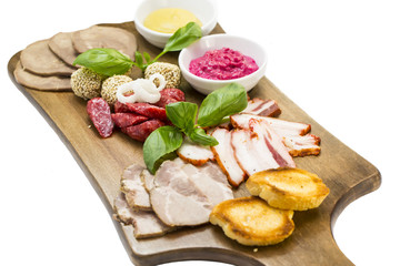 meat dish with several kinds of sausages