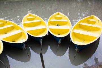 Colorful Plastic boat in the river