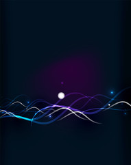 Glowing flowing waves and stars in dark space