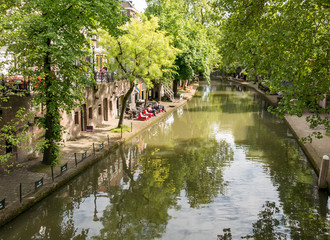Fototapeta na wymiar Oudegracht canal in Utrecht, the Netherlands