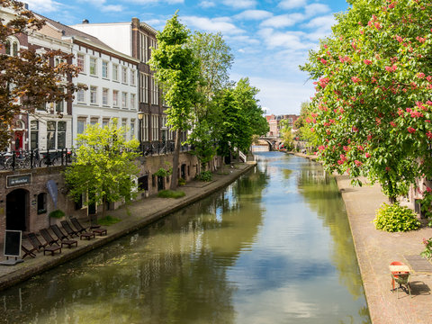 Oudegracht canal in Utrecht, the Netherlands