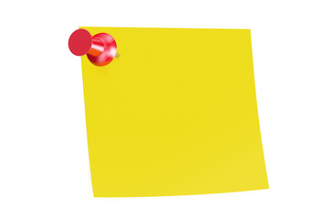 red push pin with blank sticky note