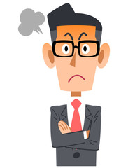 怒る眼鏡をかけたビジネスマン