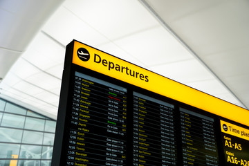 Flight information, arrival, departure at the airport, London, E