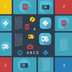 Flat concept, set modern design with shadow