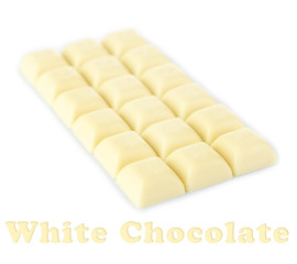 White chocolate bar, isolated on white and space for text