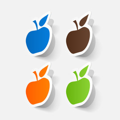 Paper clipped sticker: apple fruit
