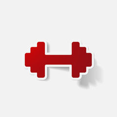 Paper clipped sticker: dumbbell