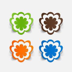 Realistic paper sticker: flowers