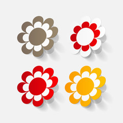 Realistic paper sticker: flowers. camomile