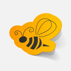Realistic paper sticker: Bee