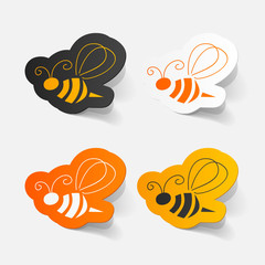 Realistic paper sticker: Bee