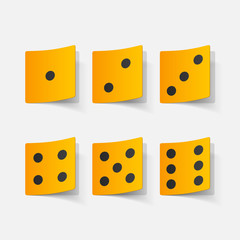 Realistic paper sticker: dice