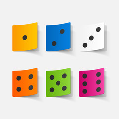 Realistic paper sticker: dice