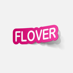 Realistic paper sticker: flowers