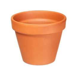 empty clay flower pot isolated on white  background