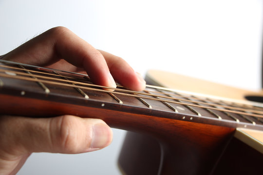 Playing on acoustic guita
