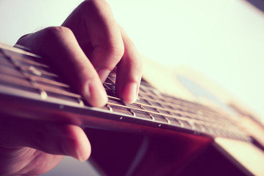 Playing on acoustic guita