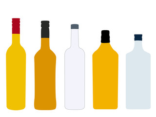 Different Kinds of Spirits Bottles Without Labels