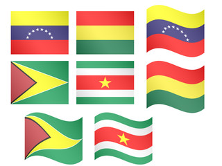 South America Flags 3 EPS 10