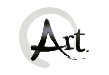 Silver word on the white cardboard background.