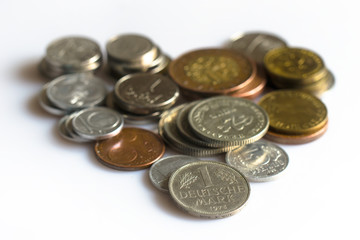 many of the coins and the 1 deutsche mark