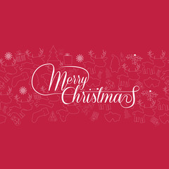 Vintage Christmas Card. Merry Christmas lettering