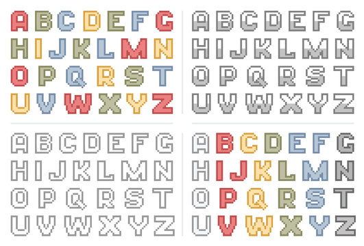 Pixel art colorful alphabet