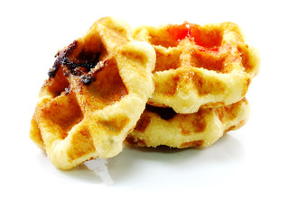 sweet waffles isolated on white background