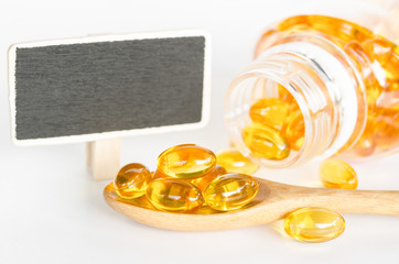 Cod liver oil omega 3 gel capsules.