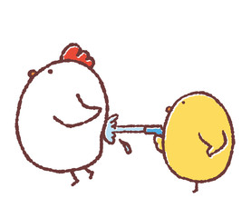 水鉄砲とヒヨコ © TAMAGO POTATO