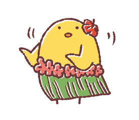 フラダンスを踊るヒヨコ © TAMAGO POTATO