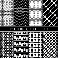 Black and white pattern collection. Vector illustration.