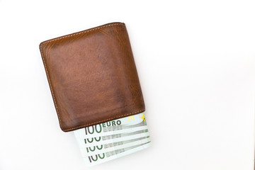 euro banknote in wallet