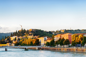 View of Lungadige Re Teodorico at historic centre of Verona