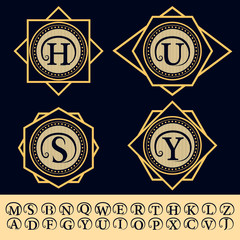 Monogram design elements, English letters emblem. Calligraphic elegant line art logo design.  Business sign, identity for Restaurant, Royalty, Boutique, Hotel, Heraldic, Jewelry. Vector illustration