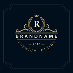 Monogram design elements, graceful template. Calligraphic elegant line art logo design. Letter emblem R for Royalty, business card, Boutique, Hotel, Restaurant, Cafe, Jewelry. Vector illustration