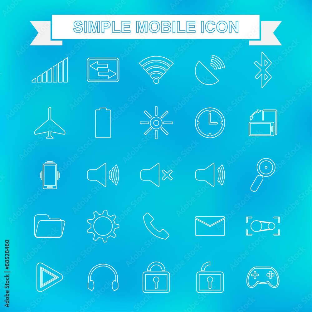 Poster outline mobile icon with unfocused background